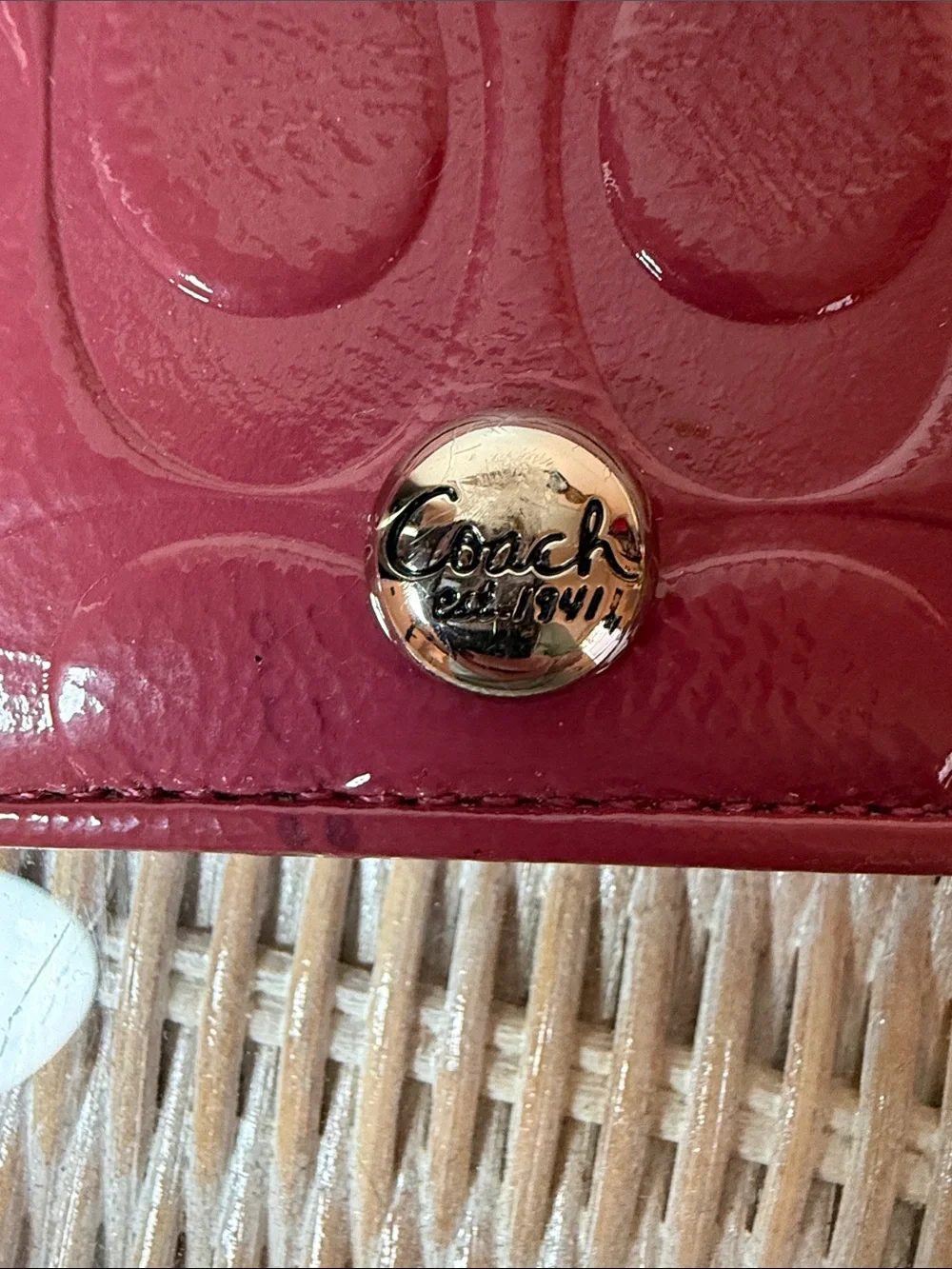 Coach Mauve Pink Patent Leather Signature Bifold Envelope Wallet